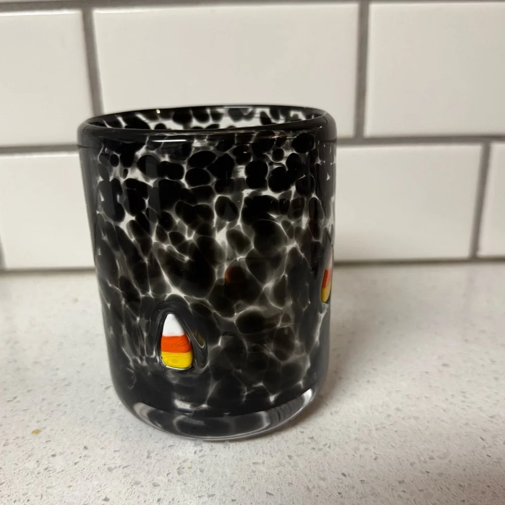 NEW - Blown Glass Halloween Candy Corn Glass - Picture 1 of 4